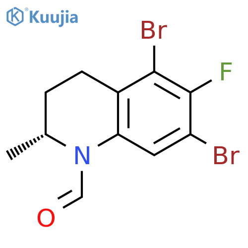 (2R)-5,7-Dibromo-6-fluoro-3,4-dihydro-2-methyl-1(2H)-quinolinecarboxaldehyde structure