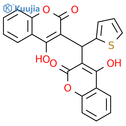 4-hydroxy-3-[(4-hydroxy-2-oxo-2H-chromen-3-yl)(thiophen-2-yl)methyl]-2H-chromen-2-one structure