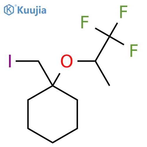 1-(iodomethyl)-1-(1,1,1-trifluoropropan-2-yl)oxycyclohexane structure