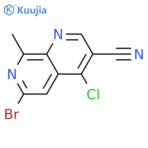 6-bromo-4-chloro-8-methyl-1,7-naphthyridine-3-carbonitrile structure