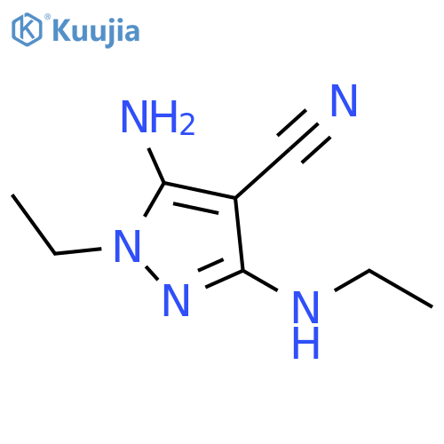 5-amino-1-ethyl-3-(ethylamino)-1H-pyrazole-4-carbonitrile structure