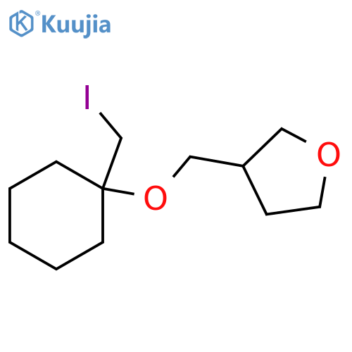 3-({1-(iodomethyl)cyclohexyloxy}methyl)oxolane structure