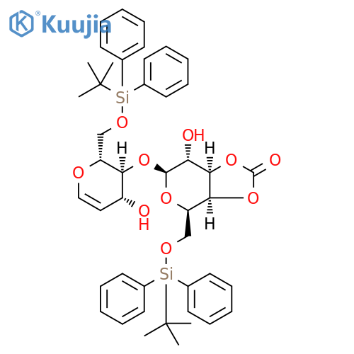 1,5-Anhydro-4-O-[3,4-O-carbonyl-6-O-[(1,1-dimethylethyl)diphenylsilyl]-beta-D-galactopyranosyl]-2-deoxy-6-O-[(1,1-dimethylethyl)diphenylsilyl]-D-arabino-hex-1-enitol structure