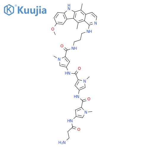 1H-Pyrrole-2-carboxamide,4-[[[4-[(3-amino-1-oxopropyl)amino]-1-methyl-1H-pyrrol-2-yl]carbonyl]amino]-N-[5-[[[3-[(9-methoxy-5,11-dimethyl-6H-pyrido[4,3-b]carbazol-1-yl)amino]propyl]amino]carbonyl]-1-methyl-1H-pyrrol-3-yl]-1-methyl- structure