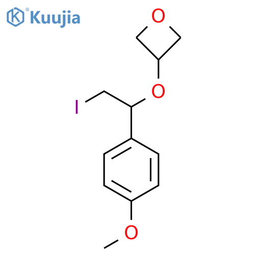 3-2-iodo-1-(4-methoxyphenyl)ethoxyoxetane structure