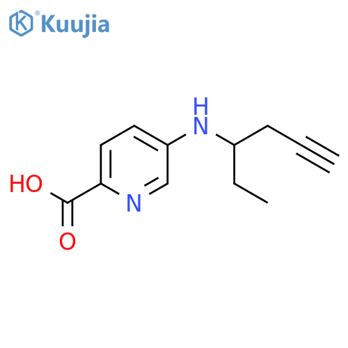 5-(hex-5-yn-3-yl)aminopyridine-2-carboxylic acid structure