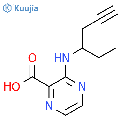 3-(hex-5-yn-3-yl)aminopyrazine-2-carboxylic acid structure