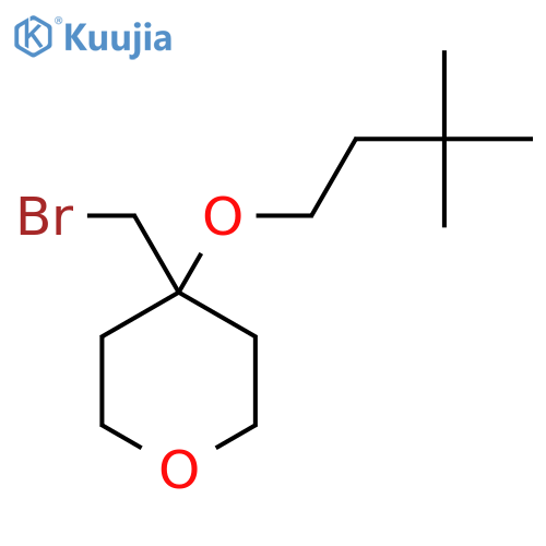 4-(bromomethyl)-4-(3,3-dimethylbutoxy)oxane structure