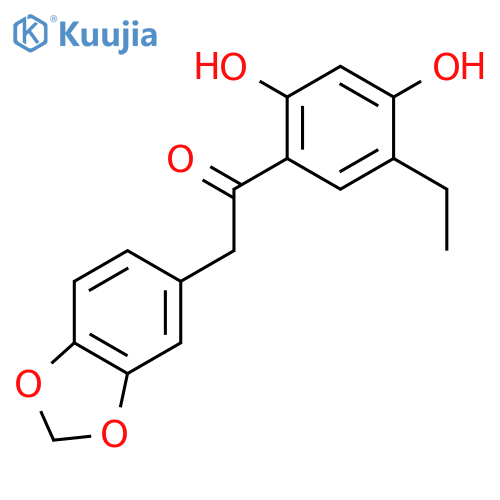 Ethanone,2-(1,3-benzodioxol-5-yl)-1-(5-ethyl-2,4-dihydroxyphenyl)- structure