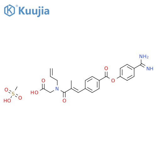 Benzoic acid, 4-[(1E)-3-[(carboxymethyl)-2-propenylamino]-2-methyl-3-oxo-1-propenyl]-, 1-[4-(aminoiminomethyl)phenyl] ester, monomethanesulfonate (9CI) structure