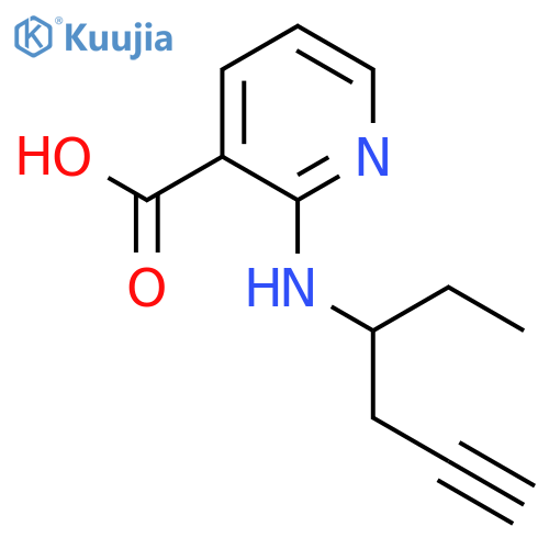 2-(hex-5-yn-3-yl)aminopyridine-3-carboxylic acid structure