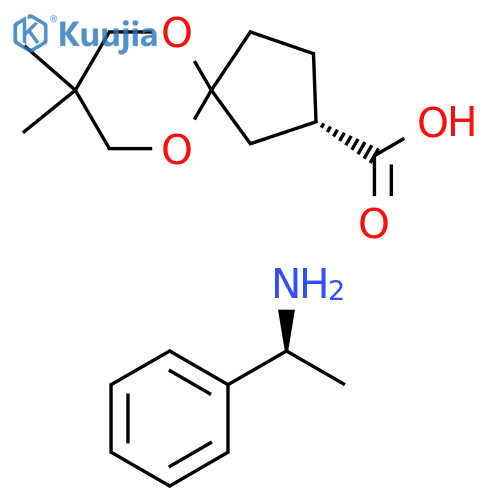 (3S)-8,8-dimethyl-6,10-dioxaspiro[4.5]decane-3-carboxylic acid;(1S)-1-phenylethanamine structure