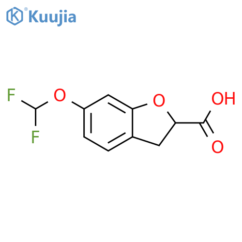 6-(difluoromethoxy)-2,3-dihydro-1-benzofuran-2-carboxylic acid structure