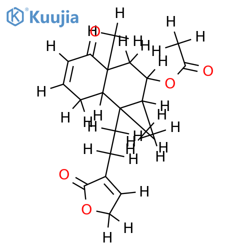 (+)-7beta-acetoxy-4-oxo-18-nor-2,13-clerodadien-16,15-olide structure