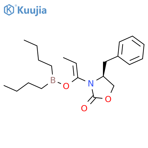 Borinic acid, dibutyl-, 1-[2-oxo-4-(phenylmethyl)-3-oxazolidinyl]-1-propenyl ester, (S)- (9CI) structure
