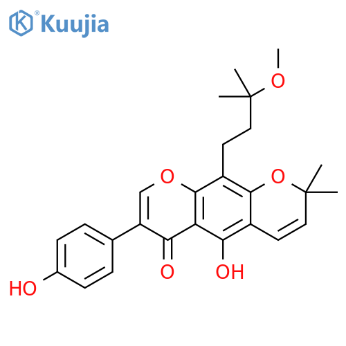 2H,6H-Benzo[1,2-b:5,4-b']dipyran-6-one,5-hydroxy-7-(4-hydroxyphenyl)-10-(3-methoxy-3-methylbutyl)-2,2-dimethyl- (9CI) structure