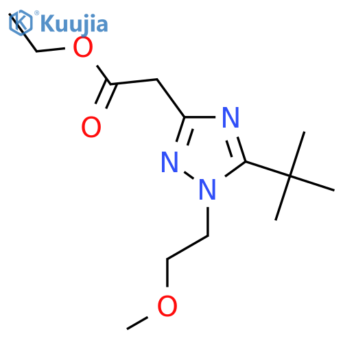 Ethyl 2-(5-(tert-butyl)-1-(2-methoxyethyl)-1H-1,2,4-triazol-3-yl)acetate structure