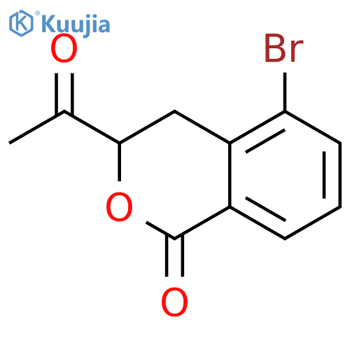 1H-2-Benzopyran-1-one, 3-acetyl-5-bromo-3,4-dihydro- structure