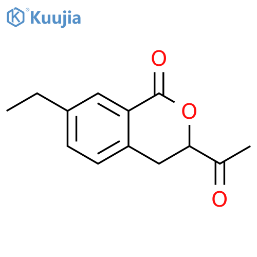 1H-2-Benzopyran-1-one, 3-acetyl-7-ethyl-3,4-dihydro- structure