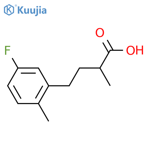 4-(5-fluoro-2-methylphenyl)-2-methylbutanoic acid structure