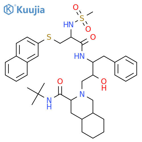 3-Isoquinolinecarboxamide,N-(1,1-dimethylethyl)decahydro-2-[2-hydroxy-3-[[2-[(methylsulfonyl)amino]-3-(2-naphthalenylthio)-1-oxopropyl]amino]-4-phenylbutyl]-,[3S-[2[2S*,3R*(R*)],3a,4ab,8ab]]- (9CI) structure