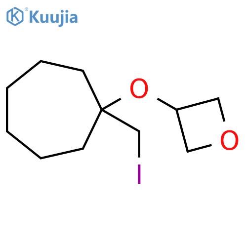 3-{1-(iodomethyl)cycloheptyloxy}oxetane structure