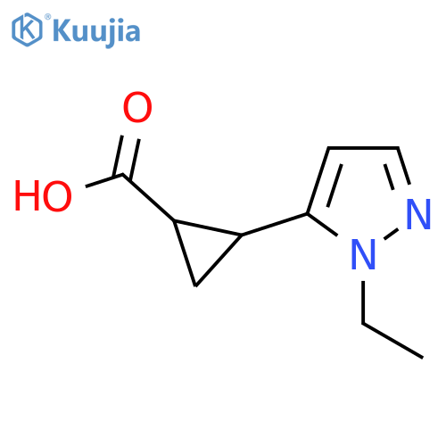 2-(1-ethyl-1H-pyrazol-5-yl)cyclopropane-1-carboxylic acid structure