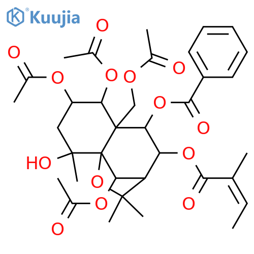 1,2,4,6,8,9,14-Heptahydroxydihydro-β-agarofuran; (1α,2α,4β,6β,8α,9α)-form, 9-Benzoyl, 8-angeloyl, 1,2,6,14-tetra-Ac structure