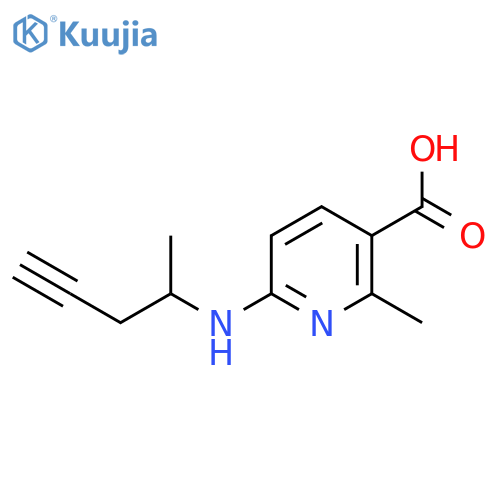 2-methyl-6-(pent-4-yn-2-yl)aminopyridine-3-carboxylic acid structure