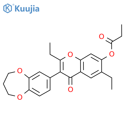 3-(3,4-dihydro-2H-1,5-benzodioxepin-7-yl)-2,6-diethyl-4-oxo-4H-chromen-7-yl propanoate structure