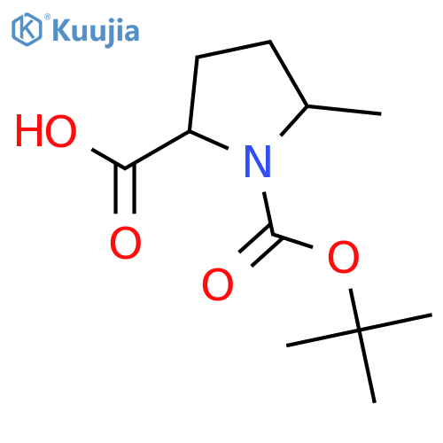 (2S,5R)-1-[(tert-butoxy)carbonyl]-5-methylpyrrolidine-2-carboxylic acid structure