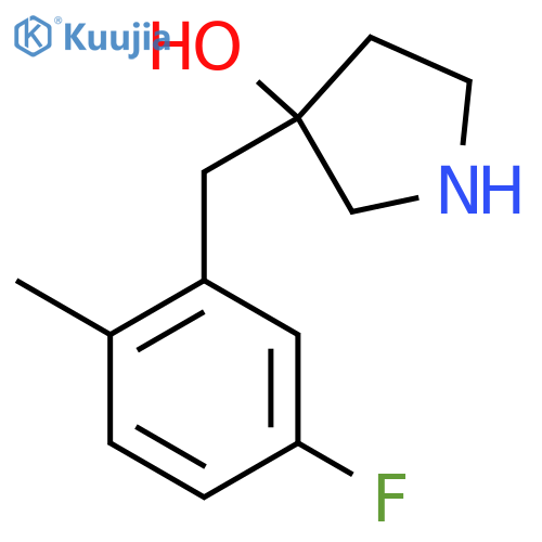 3-(5-fluoro-2-methylphenyl)methylpyrrolidin-3-ol structure