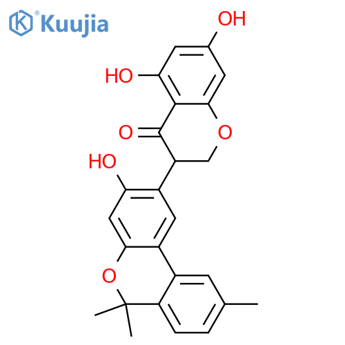 4H-1-Benzopyran-4-one, 2,3-dihydro-5,7-dihydroxy-3-(3-hydroxy-6,6,9-trimethyl-6H-dibenzo[b,d]pyran-2-yl)-, (-)- structure