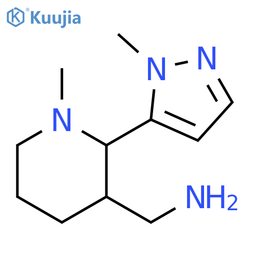 1-methyl-2-(1-methyl-1H-pyrazol-5-yl)piperidin-3-ylmethanamine structure