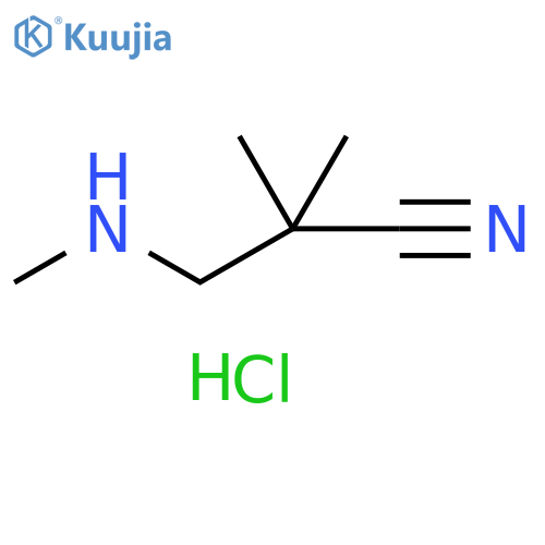 2,2-dimethyl-3-(methylamino)propanenitrile hydrochloride structure