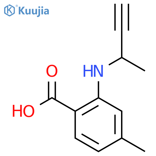 2-(but-3-yn-2-yl)amino-4-methylbenzoic acid structure