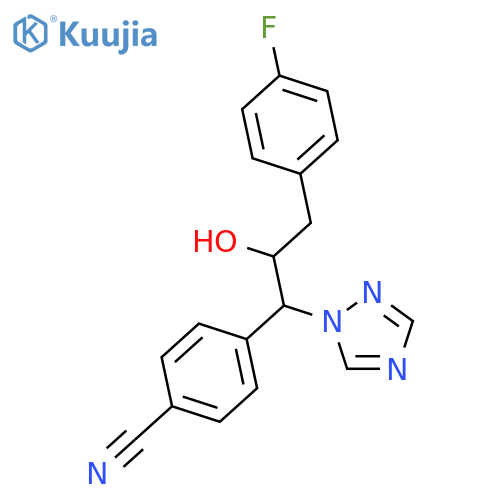 Benzonitrile,4-[(1R,2S)-3-(4-fluorophenyl)-2-hydroxy-1-(1H-1,2,4-triazol-1-yl)propyl]-, rel- structure