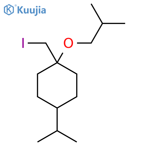 1-(iodomethyl)-1-(2-methylpropoxy)-4-(propan-2-yl)cyclohexane structure