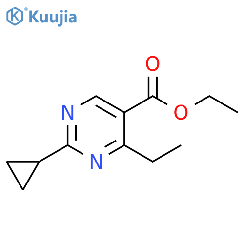 5-Pyrimidinecarboxylic acid, 2-cyclopropyl-4-ethyl-, ethyl ester structure