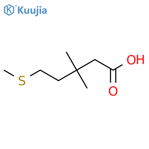 3,3-dimethyl-5-(methylsulfanyl)pentanoic acid structure