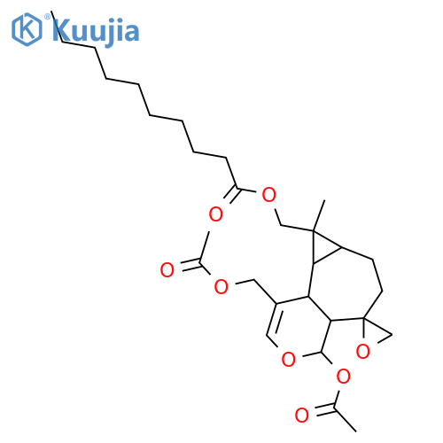 2,3-Epoxy-2,3-seco-3,10(14)-aromadendradiene-2,13,15-triol; (2α,11R)-form, 10β,14-Epoxide, 13-decanoyl, di-Ac structure