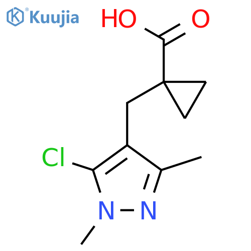 1-(5-chloro-1,3-dimethyl-1H-pyrazol-4-yl)methylcyclopropane-1-carboxylic acid structure