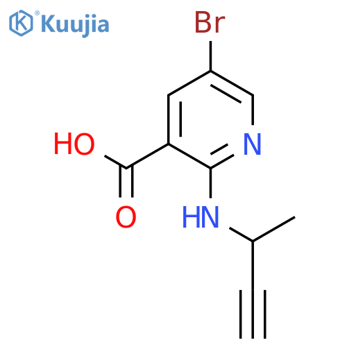 5-bromo-2-(but-3-yn-2-yl)aminopyridine-3-carboxylic acid structure