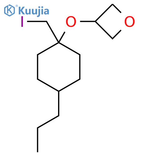 3-{1-(iodomethyl)-4-propylcyclohexyloxy}oxetane structure