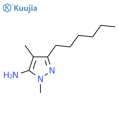 3-hexyl-1,4-dimethyl-1H-pyrazol-5-amine structure