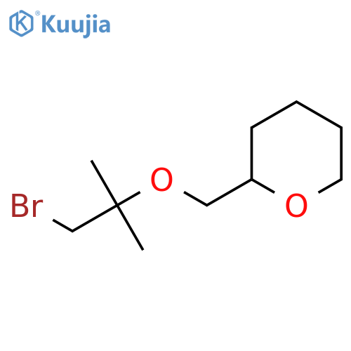 2-{(1-bromo-2-methylpropan-2-yl)oxymethyl}oxane structure