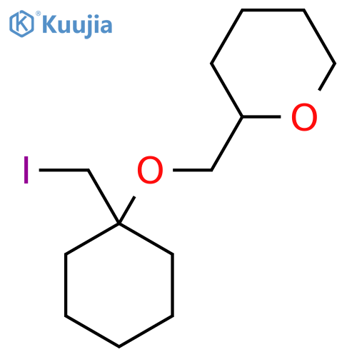 2-({1-(iodomethyl)cyclohexyloxy}methyl)oxane structure