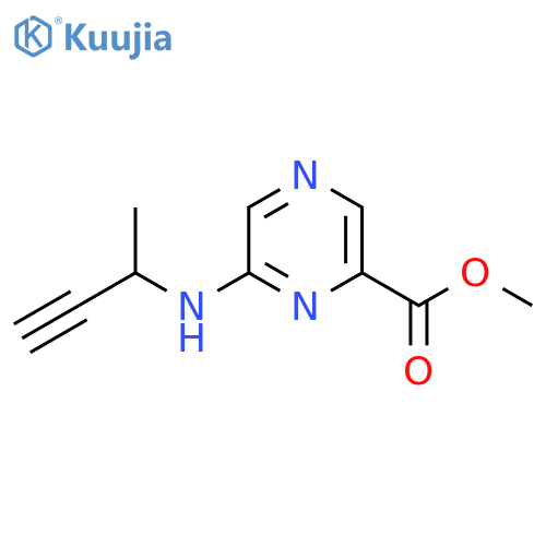 methyl 6-(but-3-yn-2-yl)aminopyrazine-2-carboxylate structure