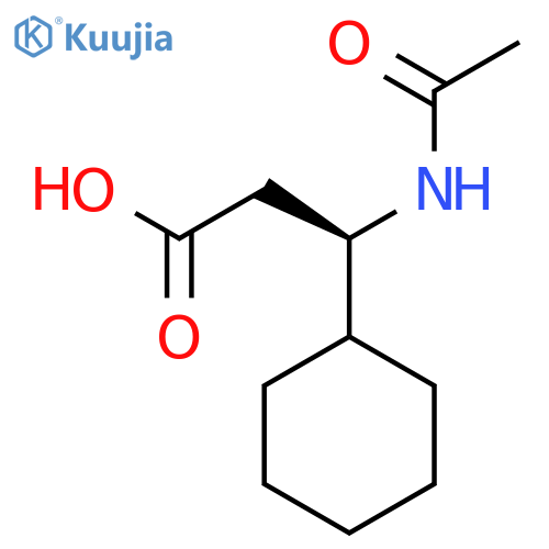 (3R)-3-cyclohexyl-3-acetamidopropanoic acid structure