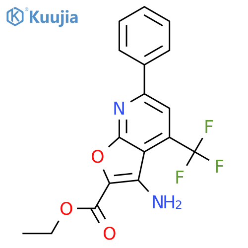 Ethyl 3-amino-6-phenyl-4-(trifluoromethyl)furo(2,3-b)pyridine-2-carboxylate structure